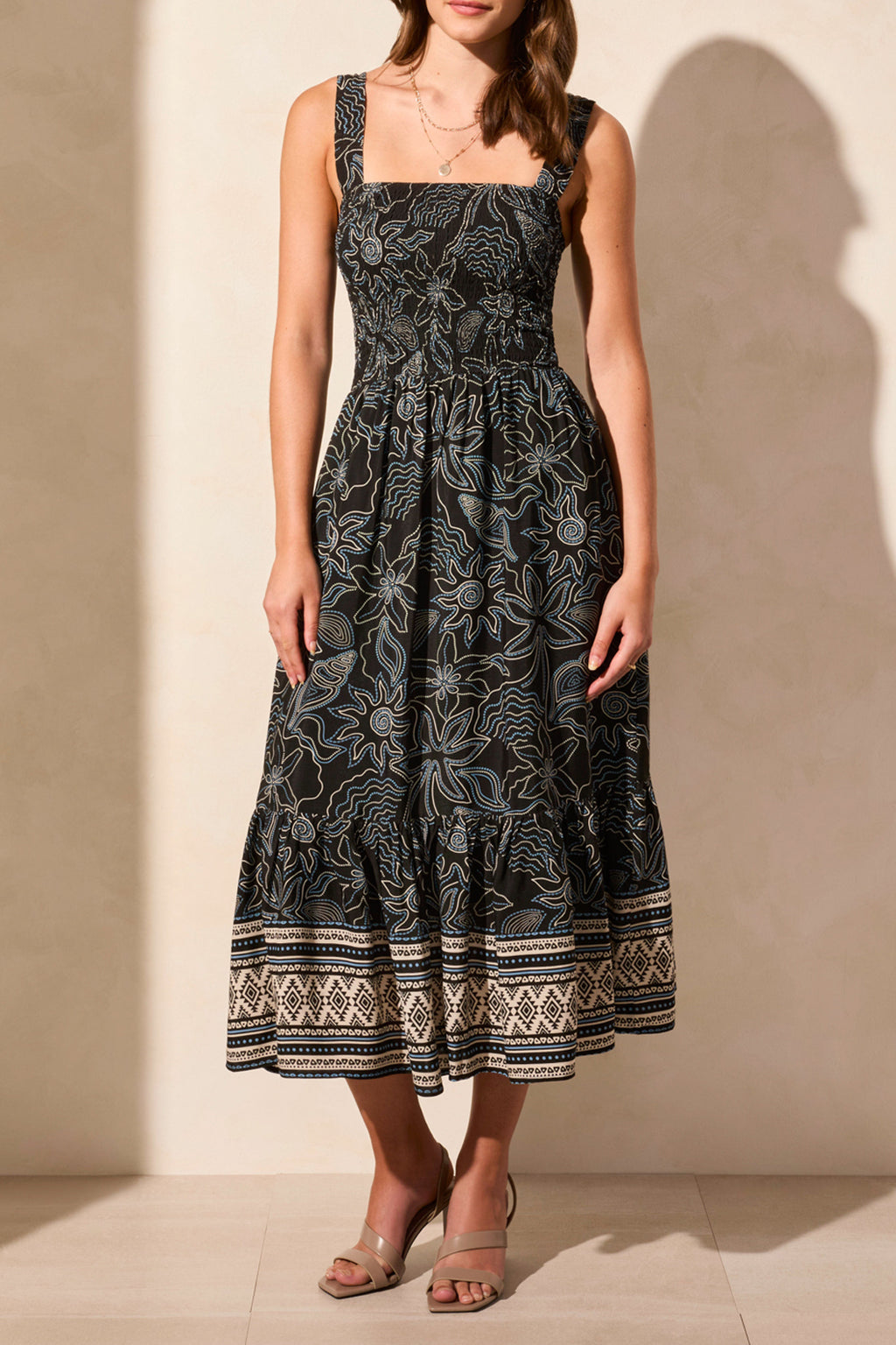 Sleeveless Ruched Midi Dress