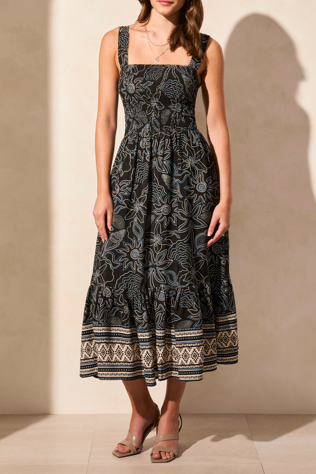 Sleeveless Ruched Midi Dress