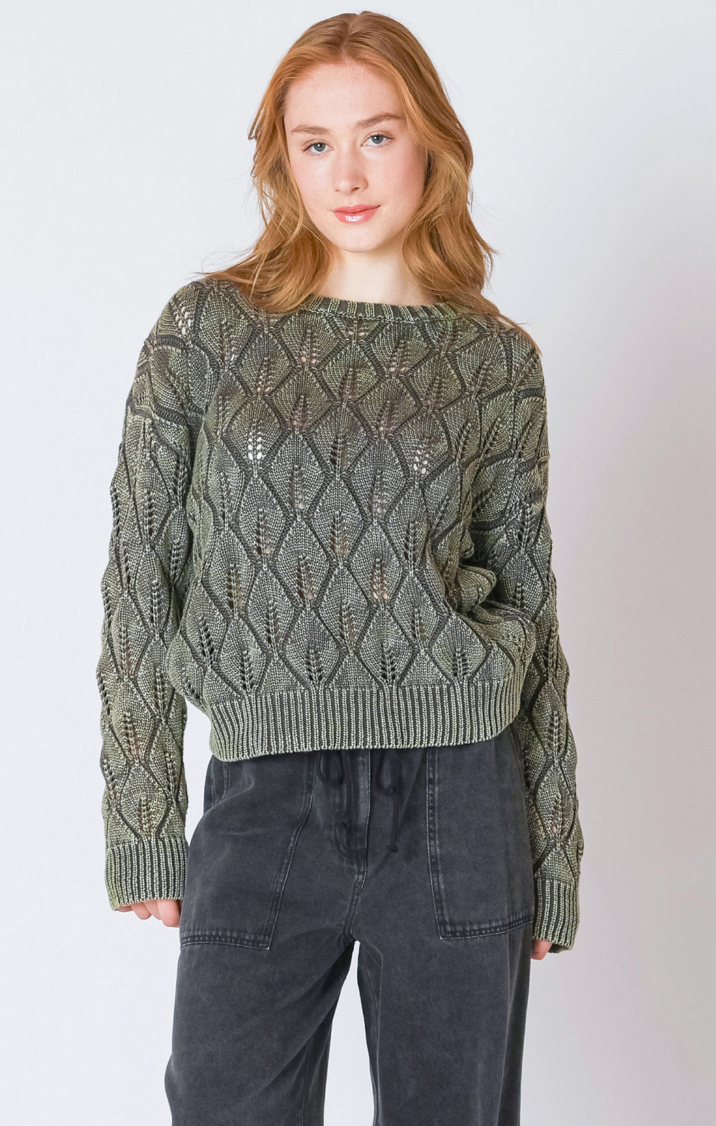 Pointelle Crew Neck Sweater