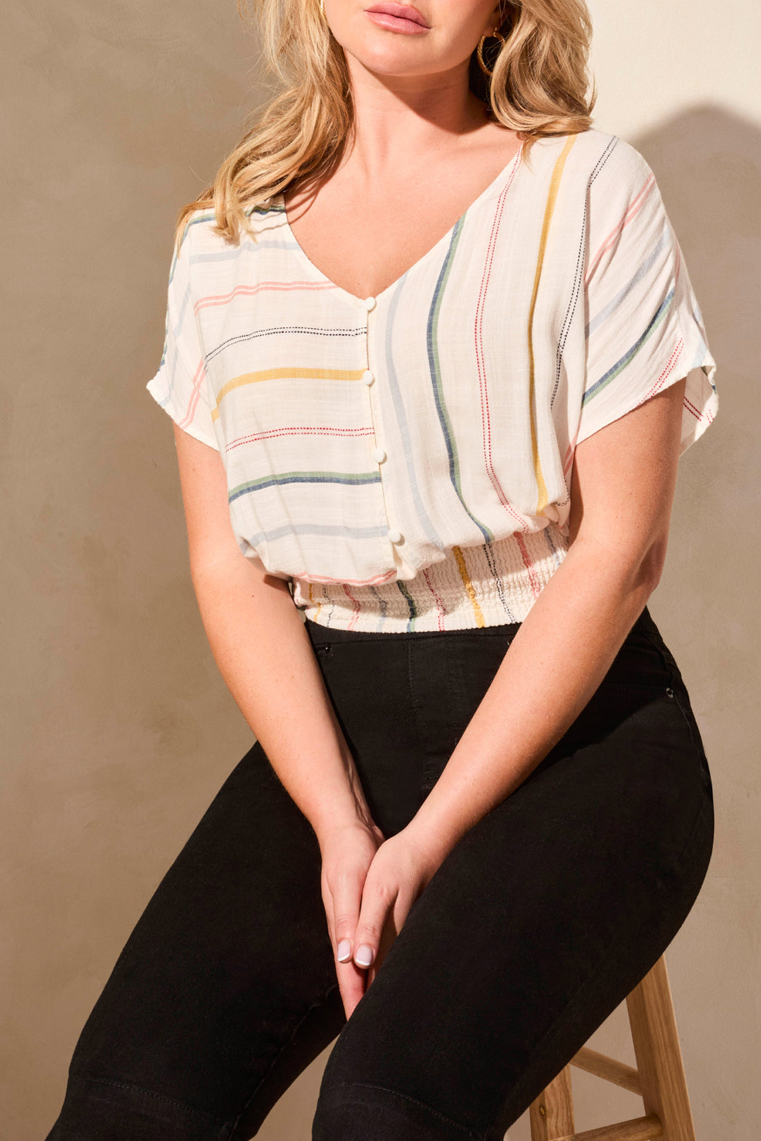 Popover Blouse with Waist Smocking