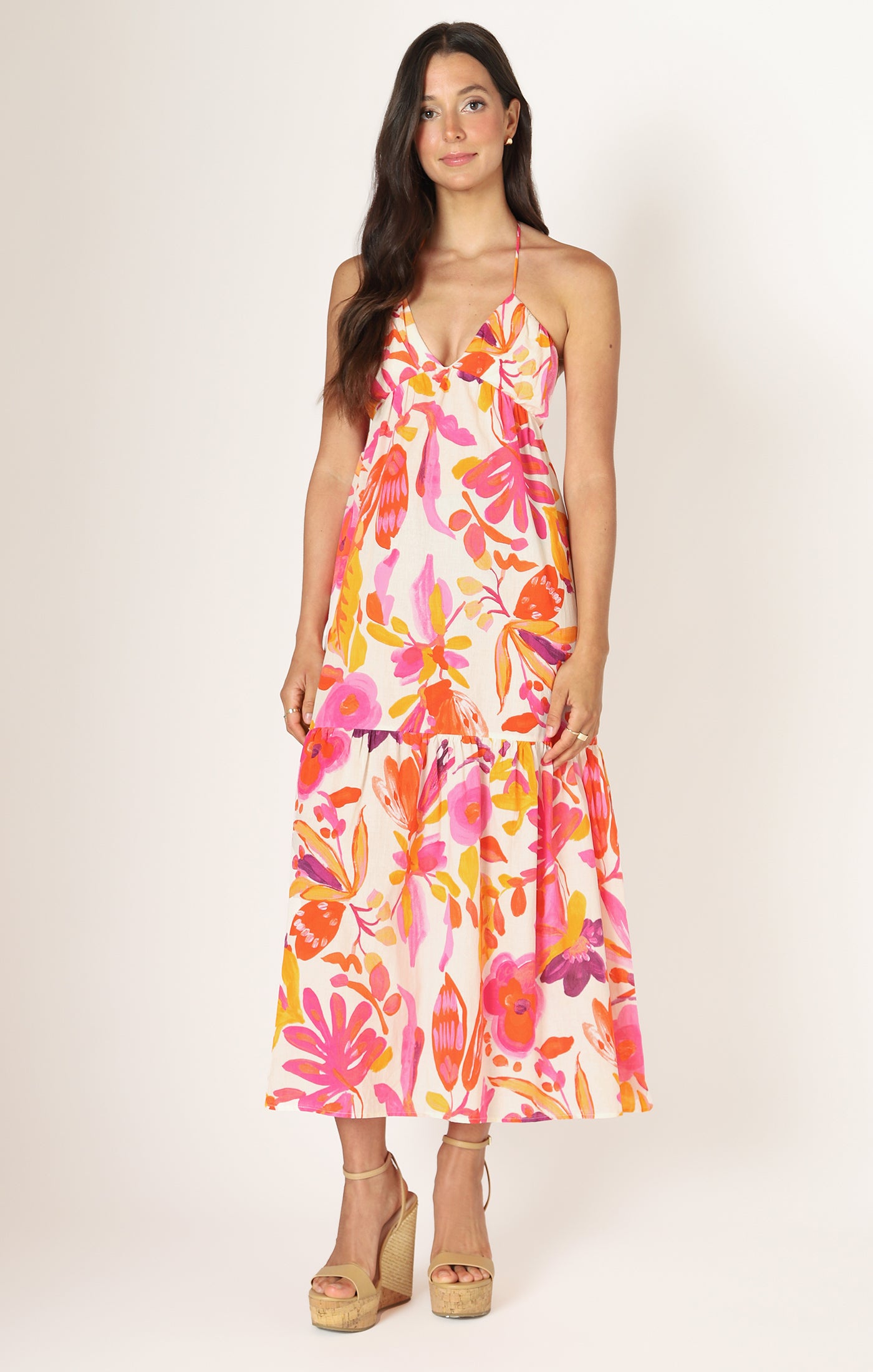 Sleeveless Corset Tiered Maxi Dress