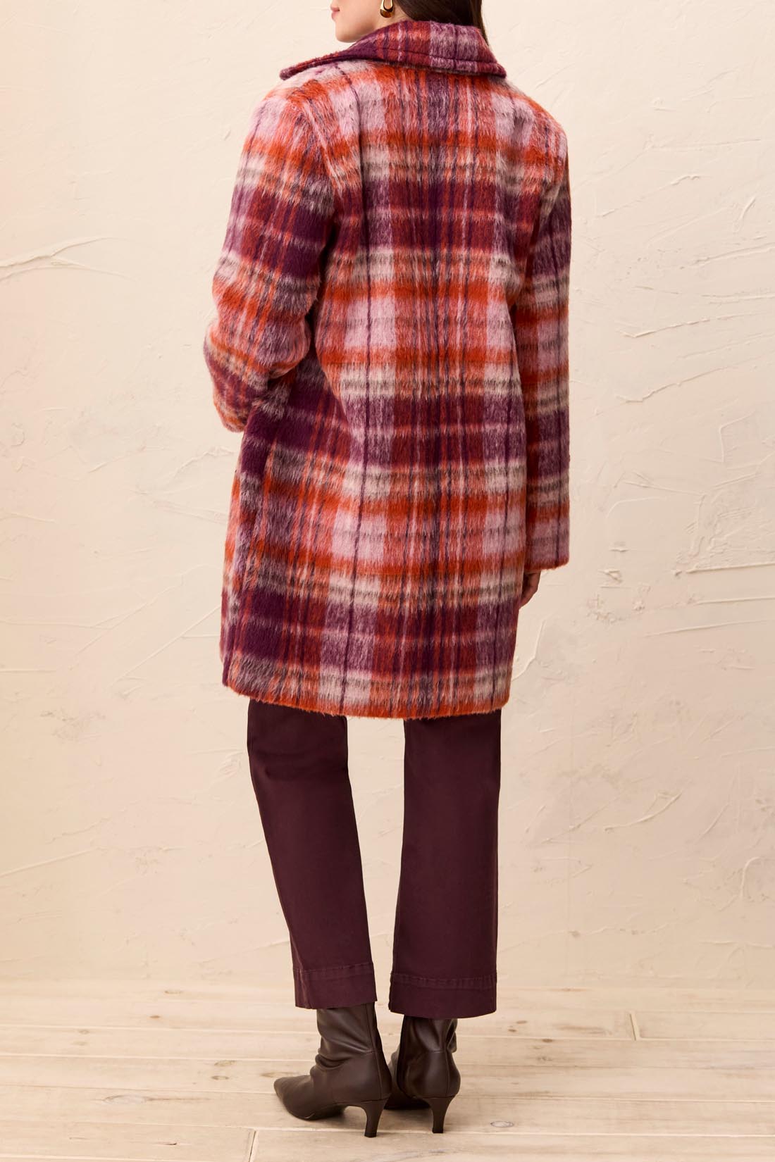 Single Breasted Plaid Coat