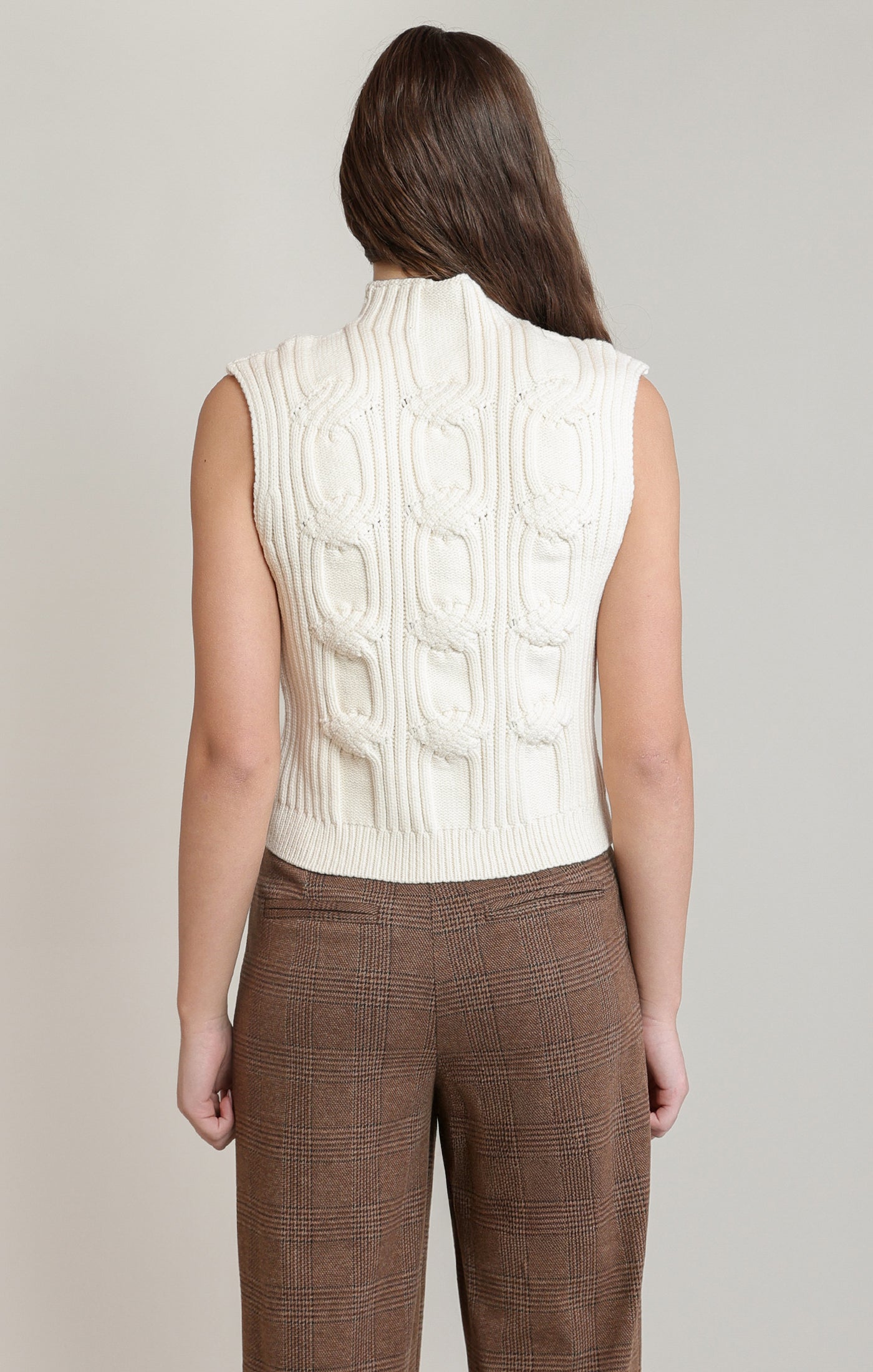 Cable Knit Mock Neck Sweater Vest