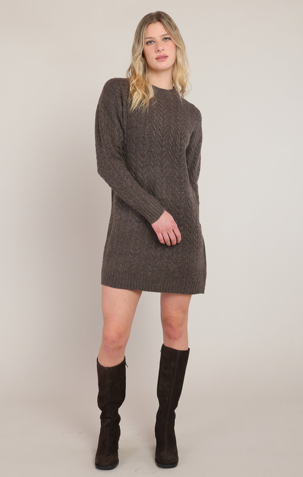 Cable Knit Mini Sweater Dress