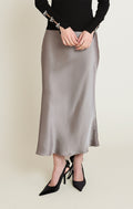 Satin Elastic Waist Maxi Skirt