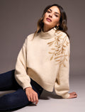 Long Sleeve Mock Neck Sweater with Sequins