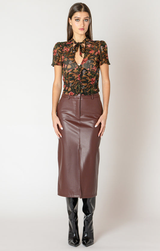 Faux Leather Midi Skirt