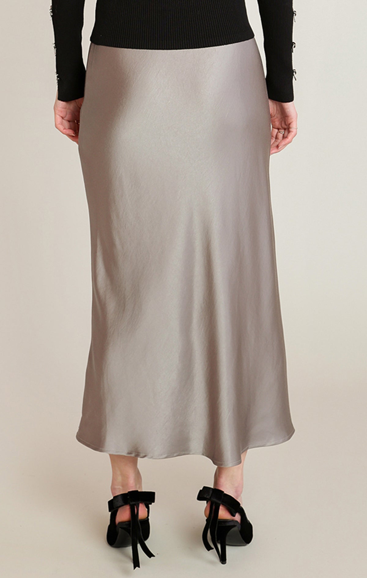 Satin Elastic Waist Maxi Skirt