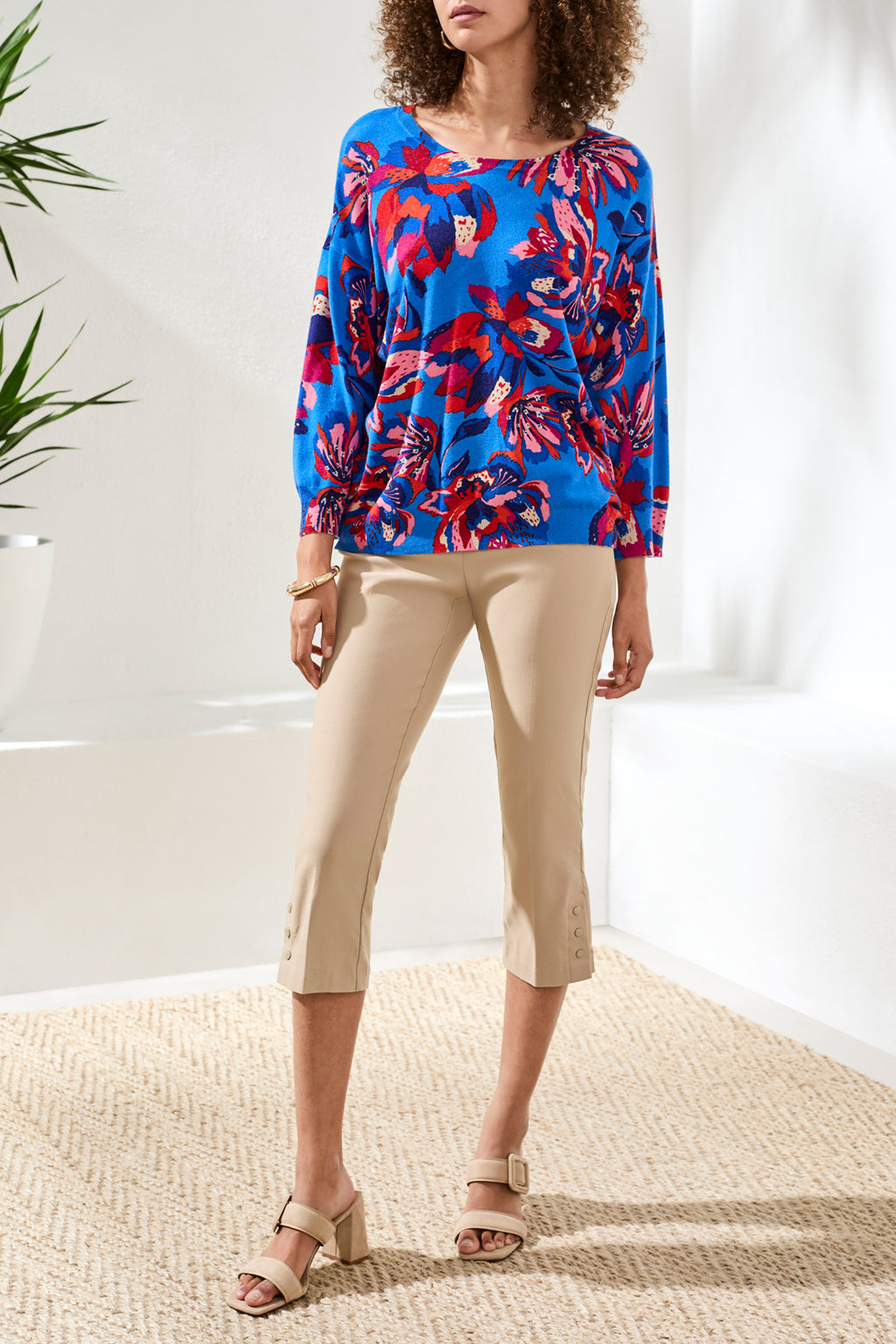 Soft Yarn Three-Quarter Sleeve Sweater