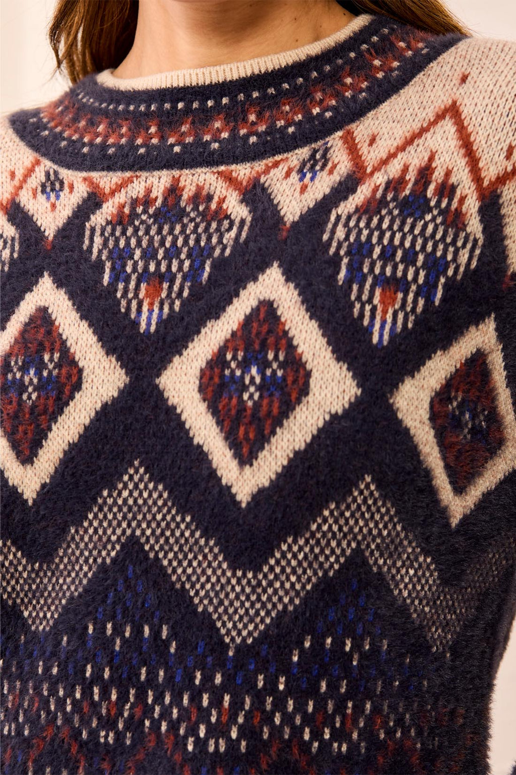 Mock Neck Printed Bubble Sleeve Sweater
