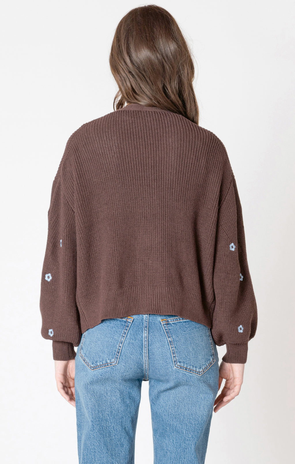 Embroidered Open Front Cardigan
