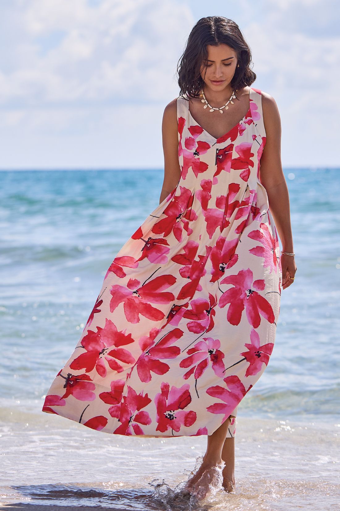 Soft Lined Sleeveless Midi Dress