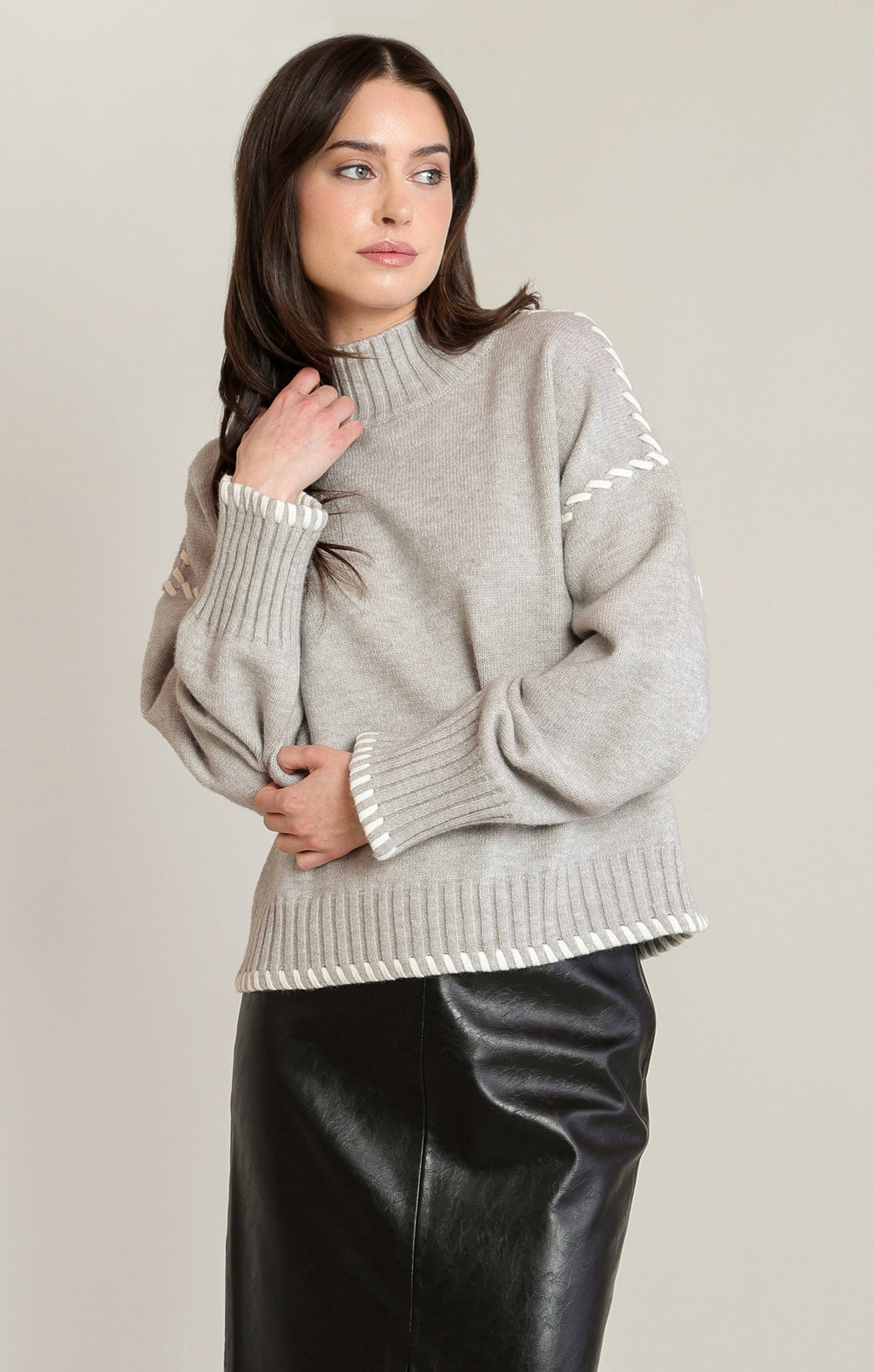 Bold Stitch Turtle Neck Sweater