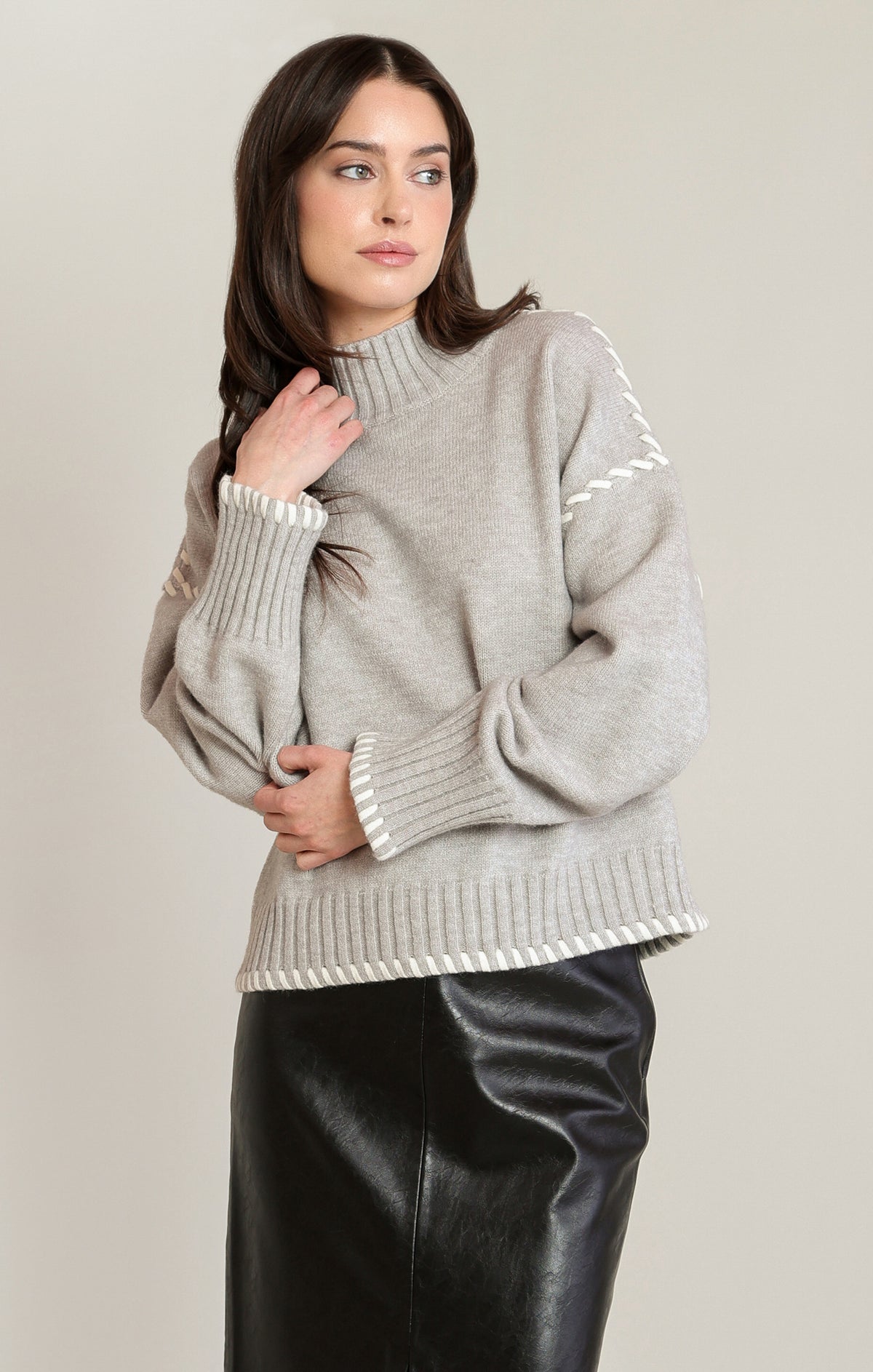 Bold Stitch Turtle Neck Sweater
