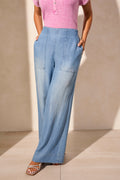 Flowy Pull On Wide Leg Denim Pant