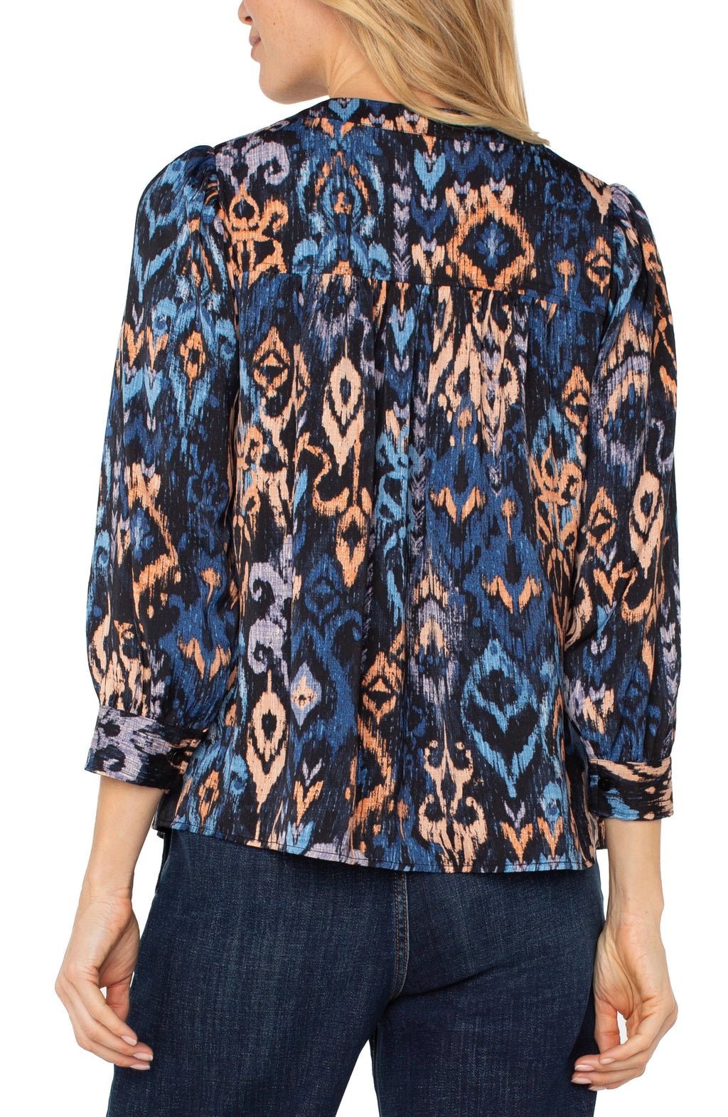 3/4 Sleeve V-Neck Woven Blouse