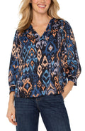 3/4 Sleeve V-Neck Woven Blouse