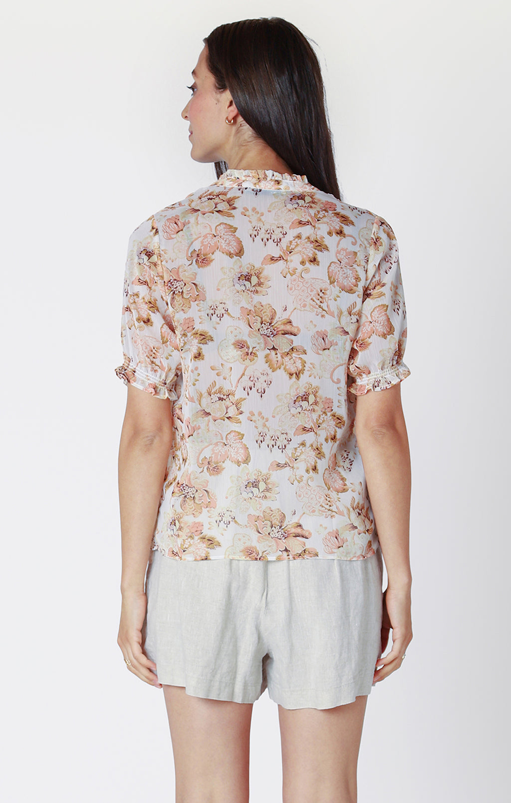 Short Sleeve Button Front Blouse