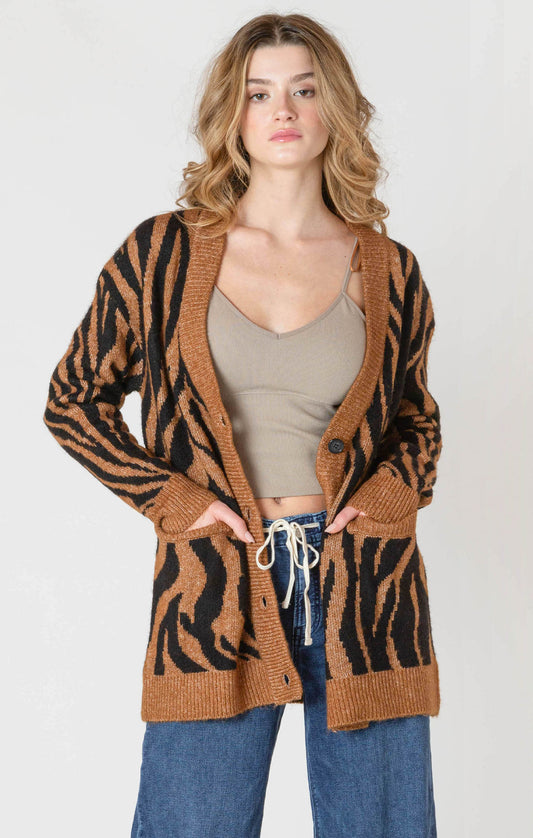 Button Front Patterned Cardigan