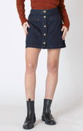 Button Front Denim Mini Skirt