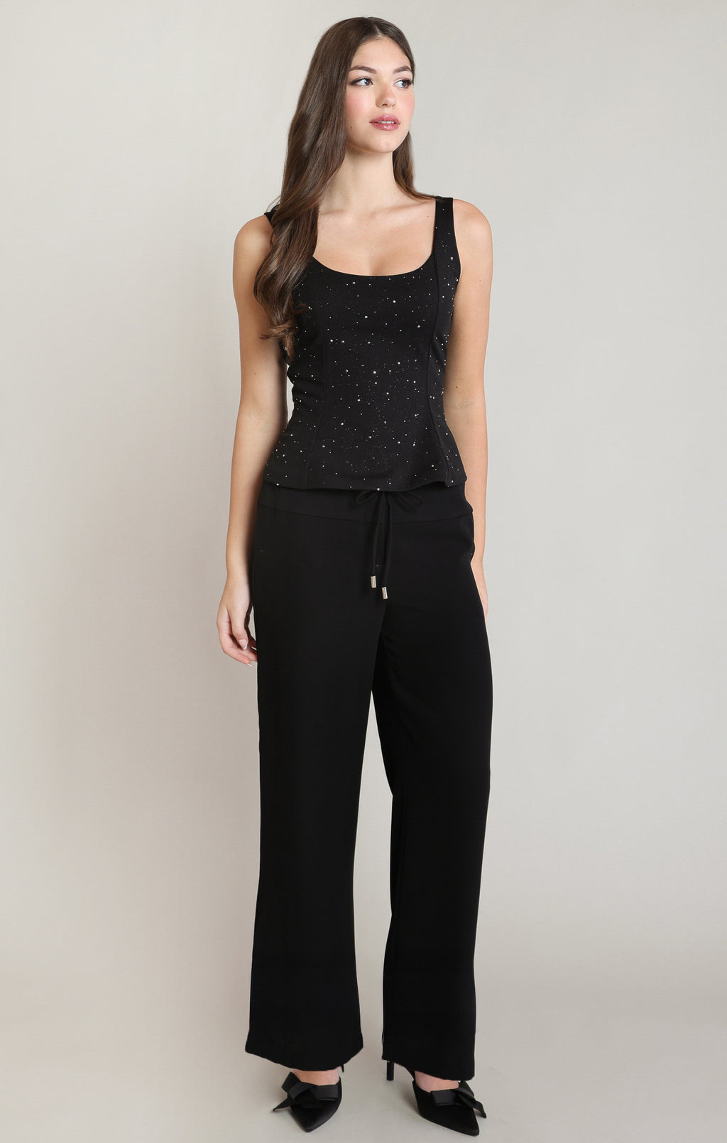 Rhinestone Embellished Peplum Sleeveless Top