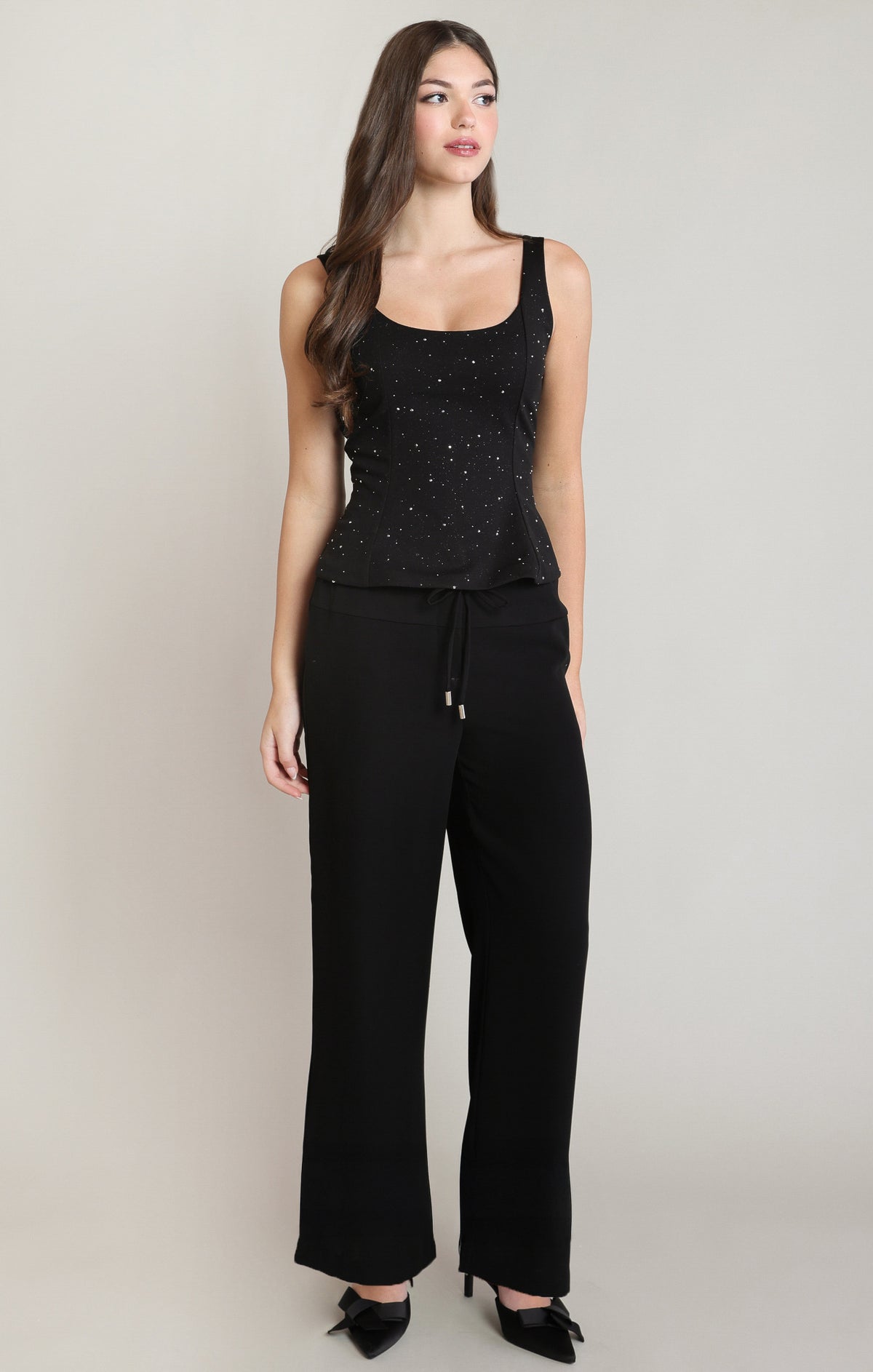Rhinestone Embellished Peplum Sleeveless Top