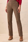 Pull On Straight Leg Plaid Trouser