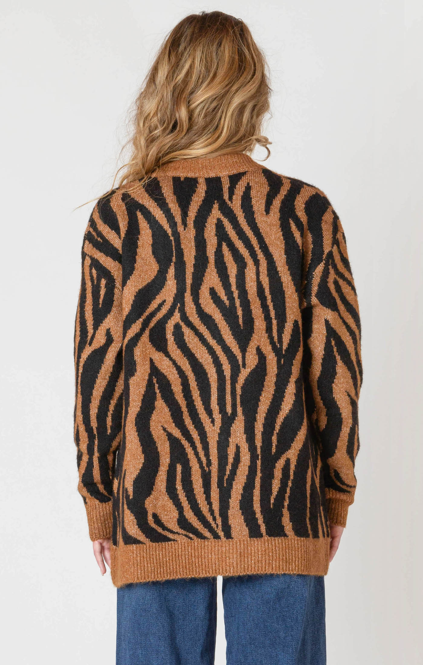 Button Front Patterned Cardigan