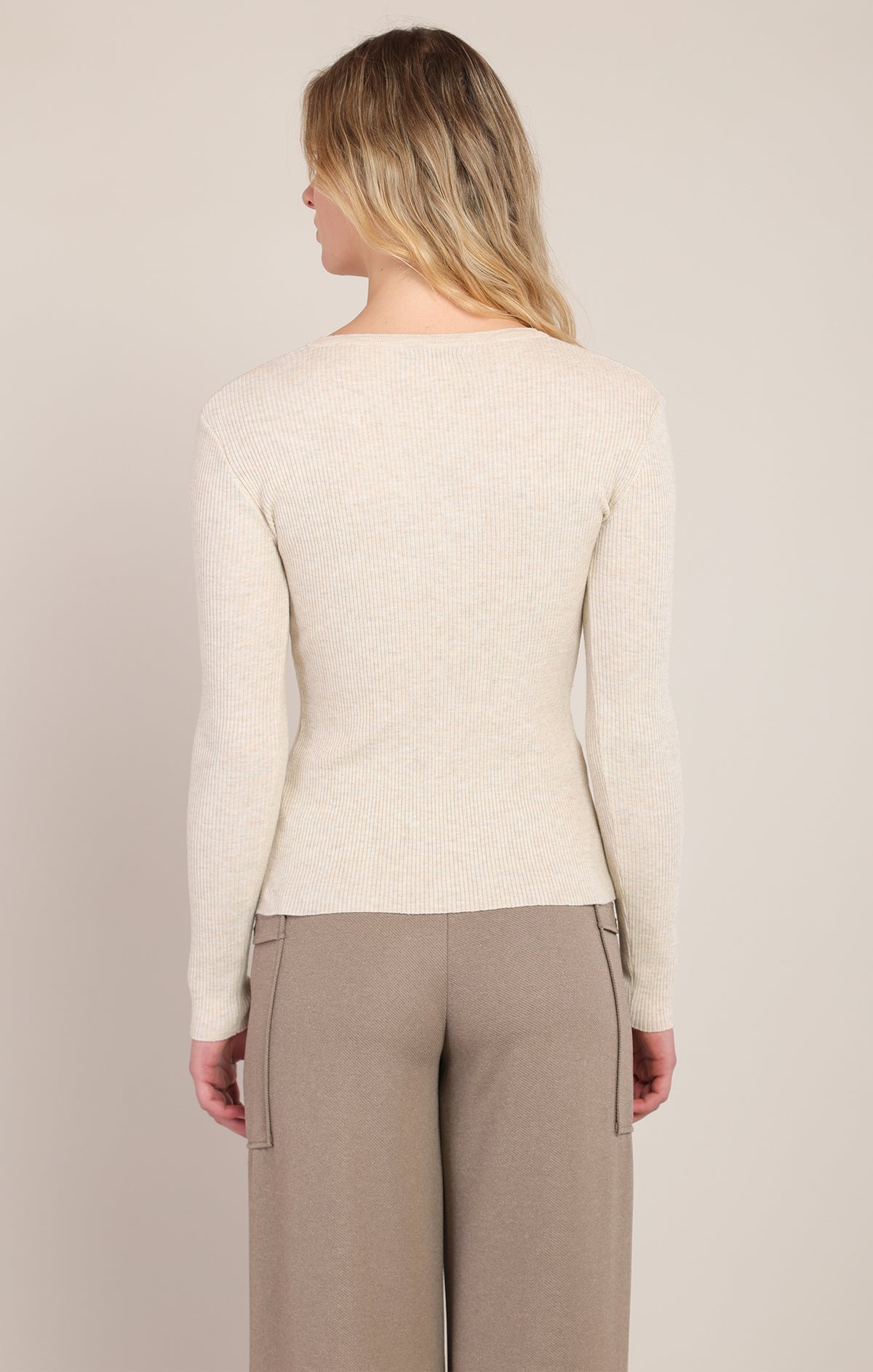 Ribbed V-Neck Henley Top