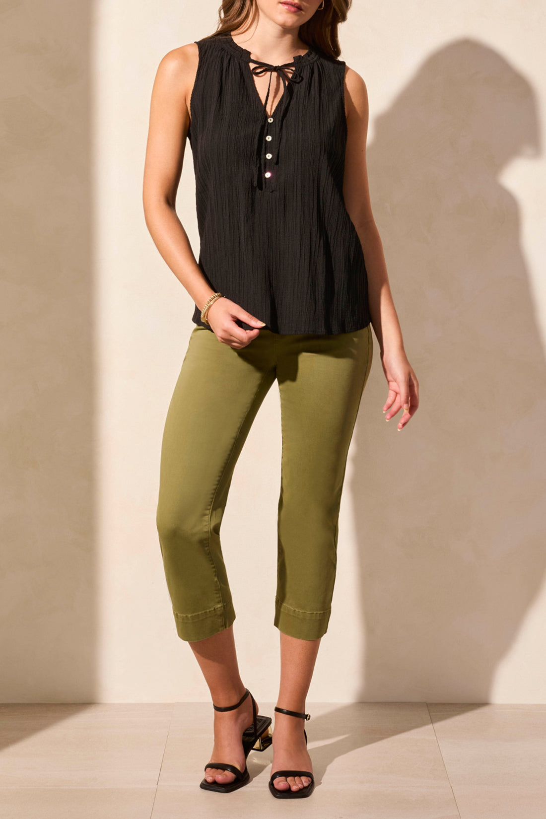 Sleeveless Placket Front Blouse