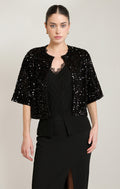Sequin Open Front Short Sleeve Cardigan