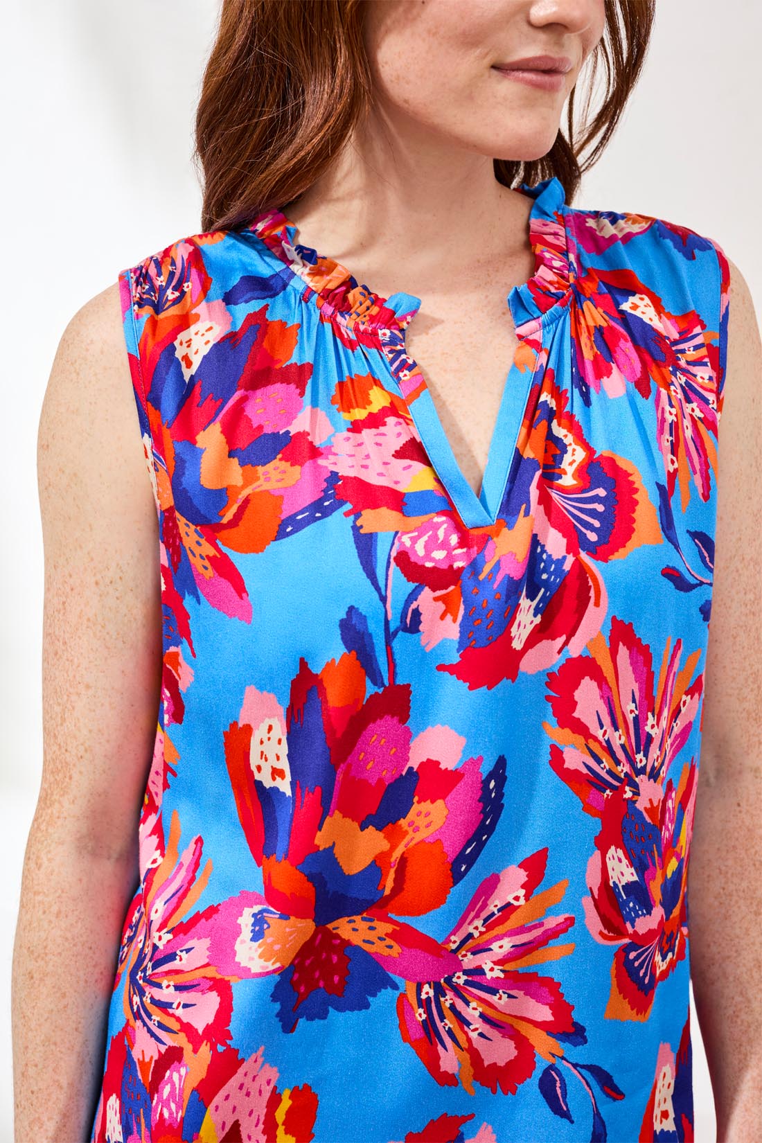 Sleeveless Frill Neck Blouse