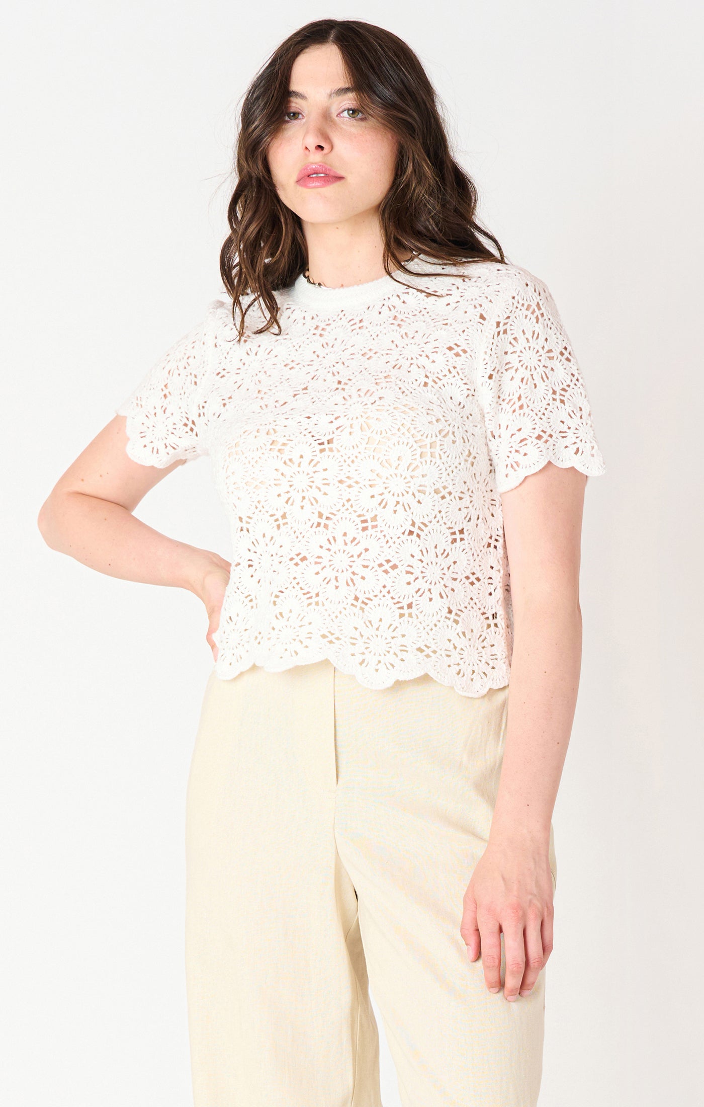 Short Sleeve Crochet Top