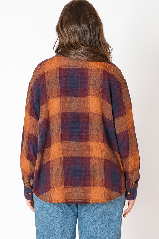 Textured Plaid Shirt | Plus