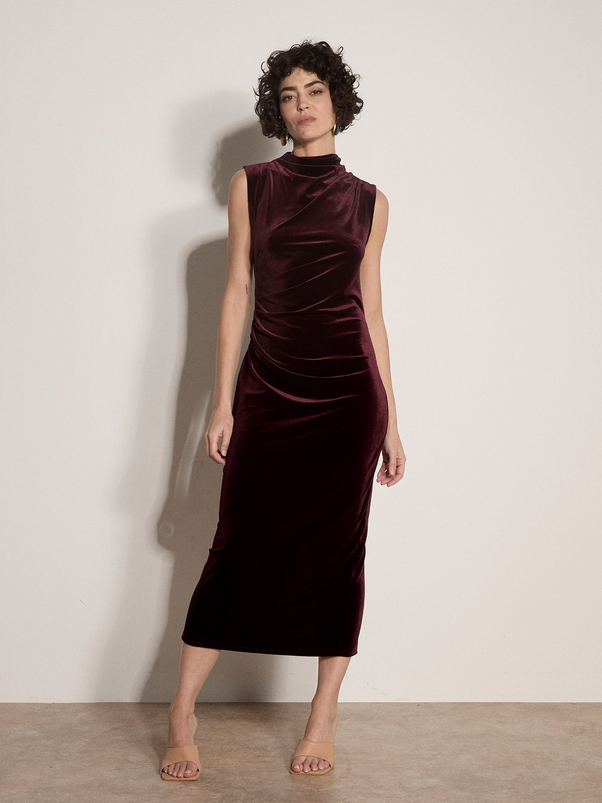 Velvet Mock Neck Bodycon Dress