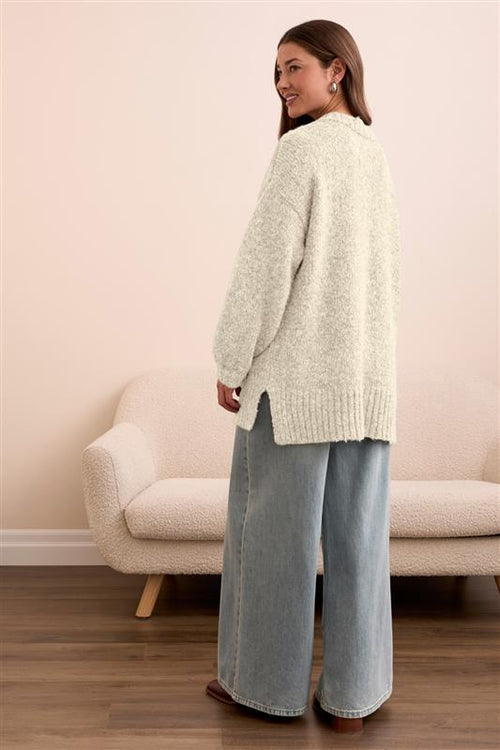 Oversized Puff Sleeve Sweater Cardigan