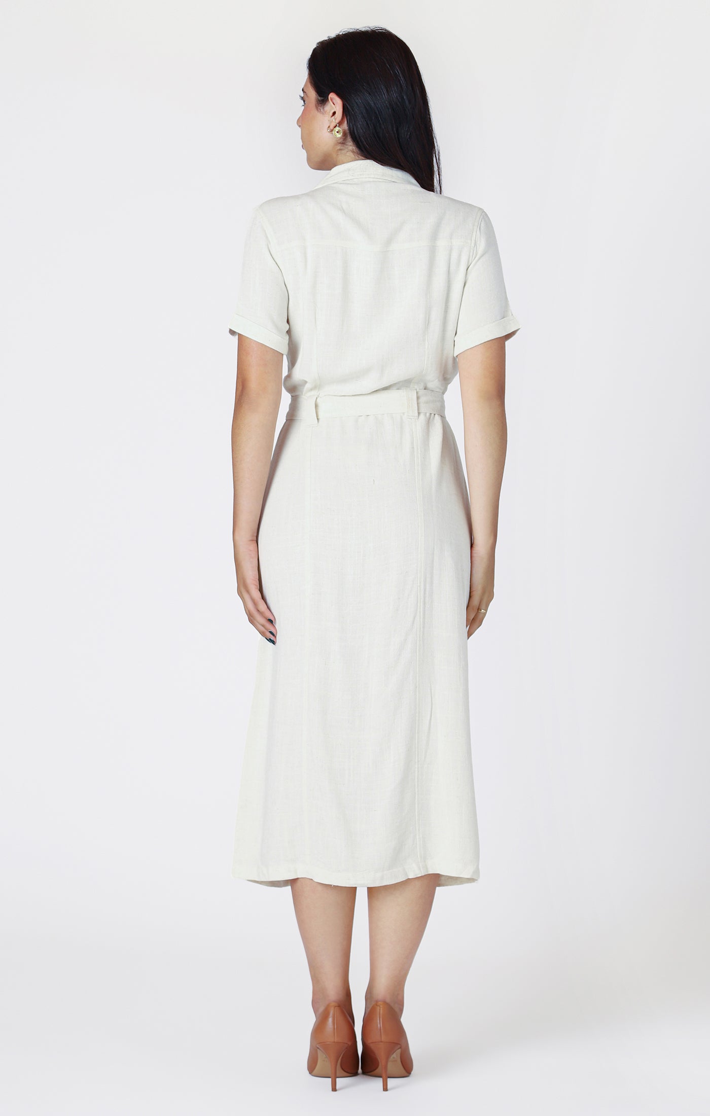 Button Front Midi Shirt Dress
