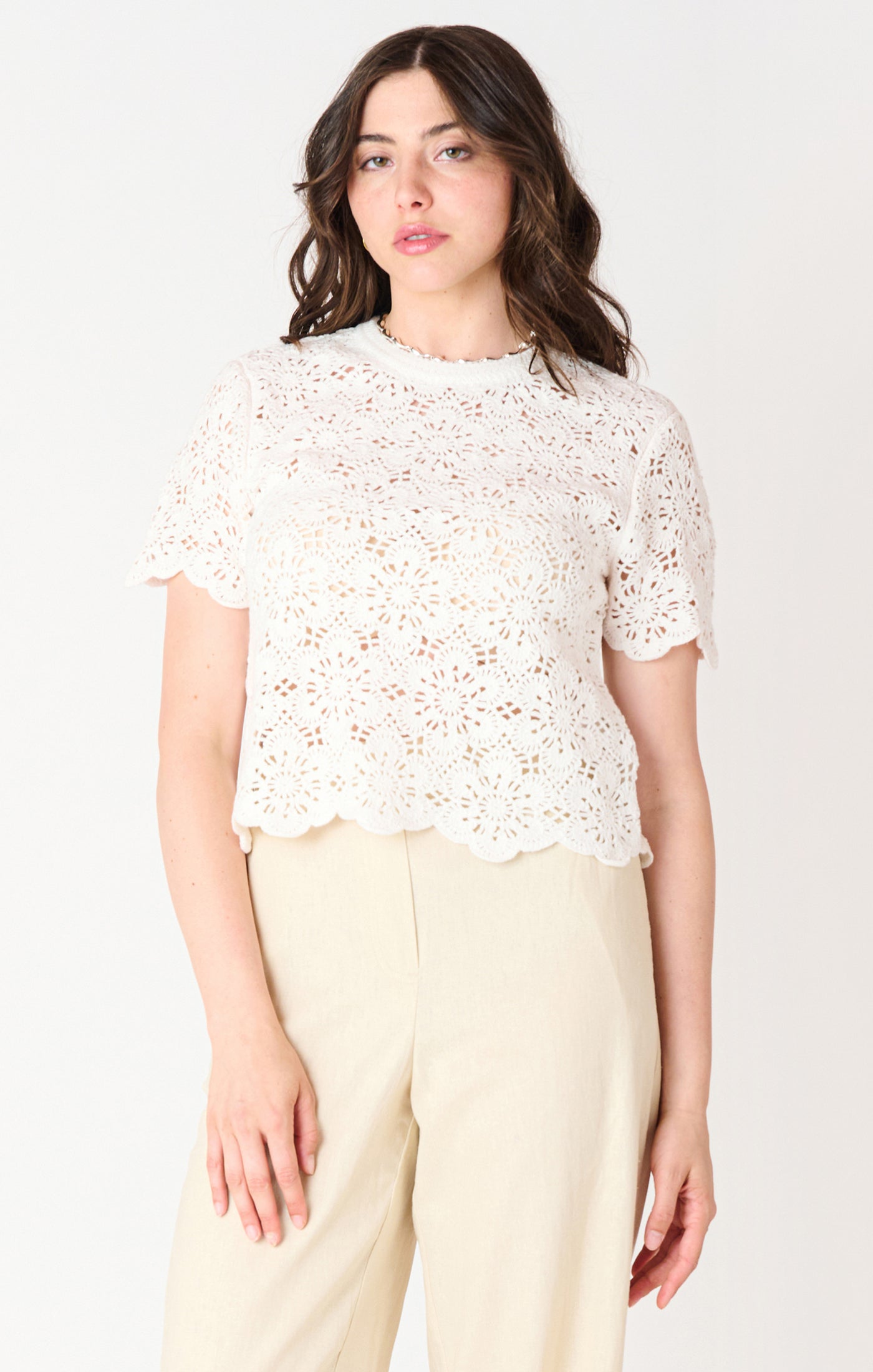 Short Sleeve Crochet Top