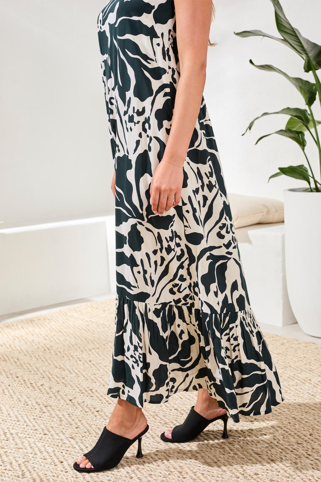 Frill Maxi Dress with Back Smocking