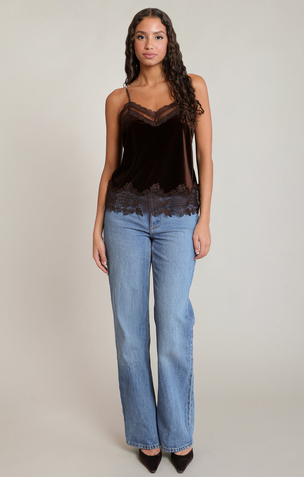Velvet Lace Detail Camisole