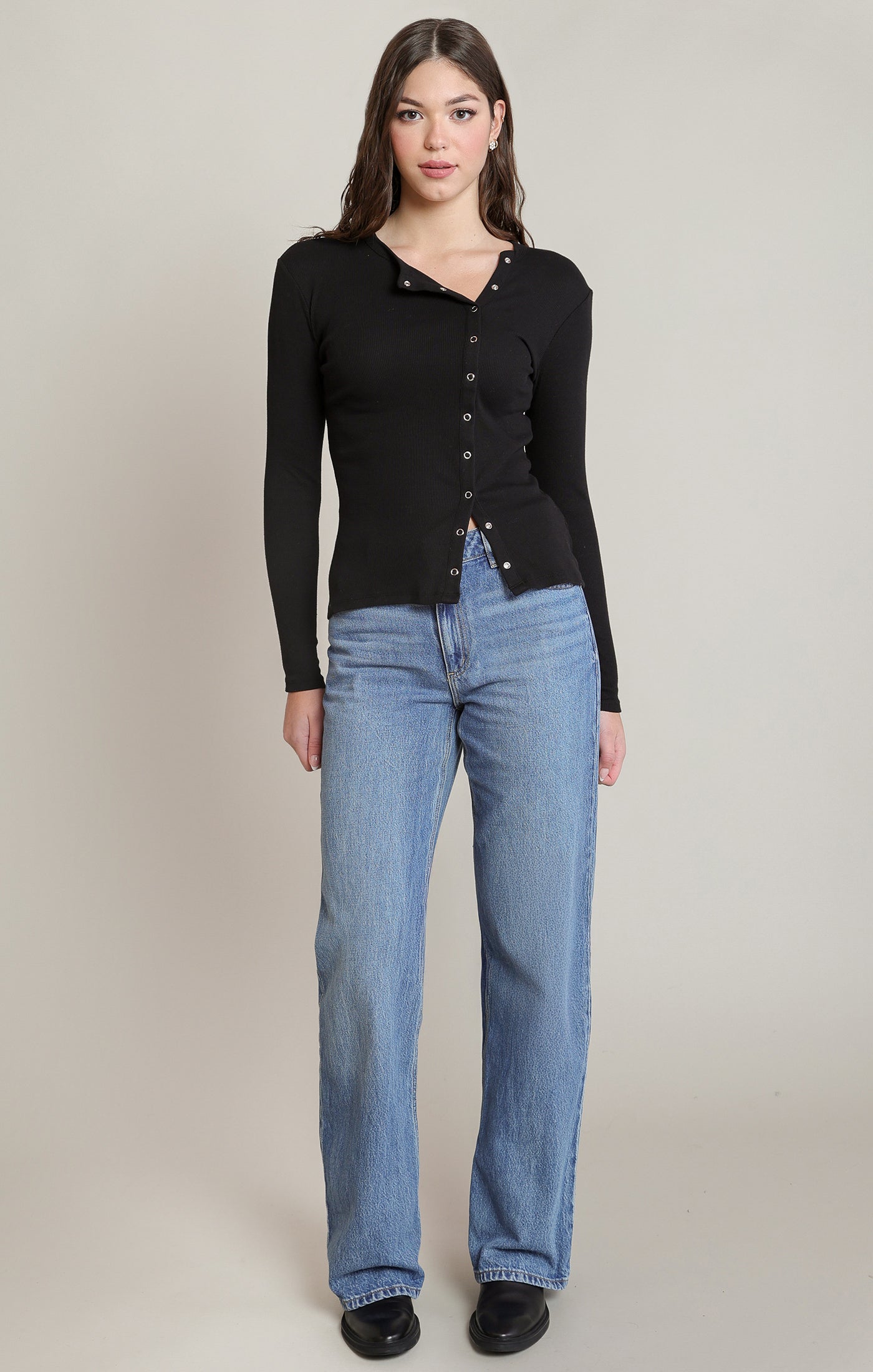 Asymmetric Button Top