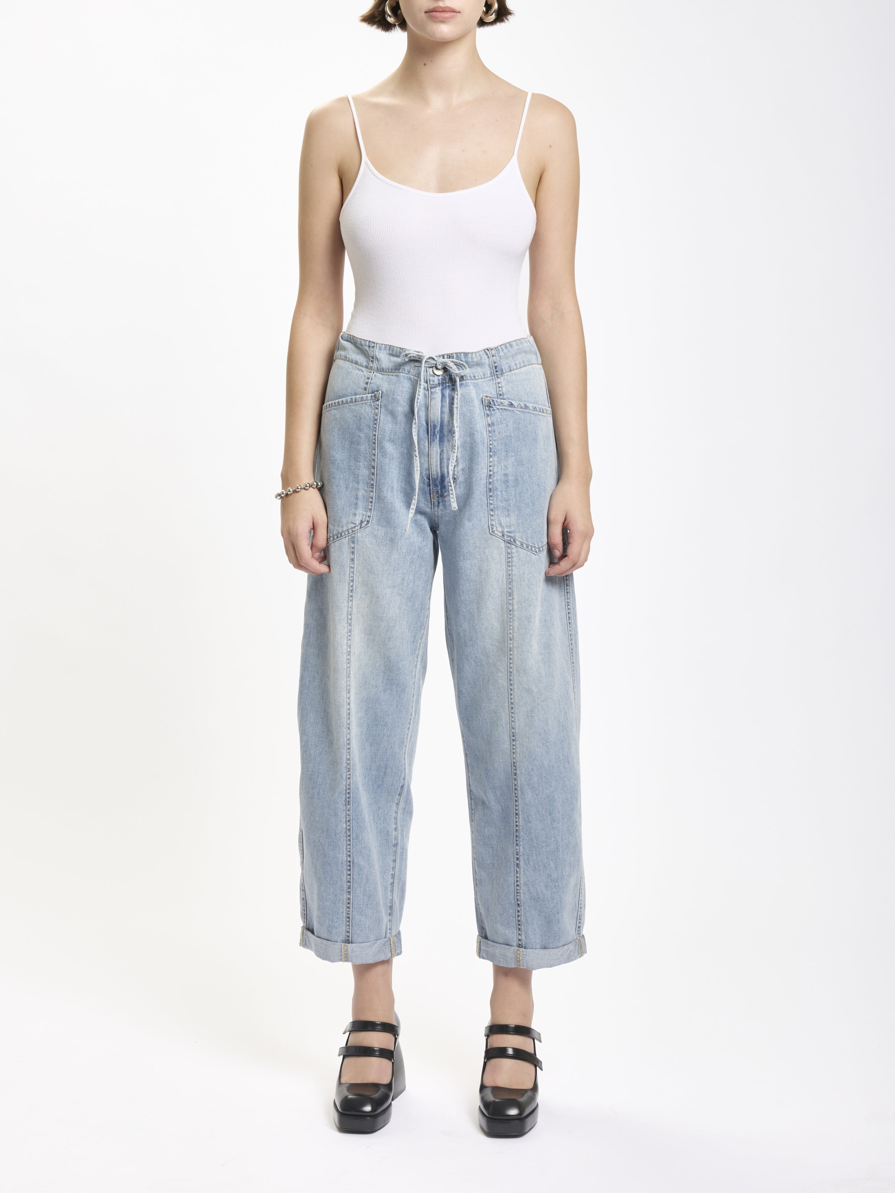 Villa Drawstring Barrel Jean