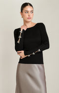 Rhinestone Bow Detail Sweater
