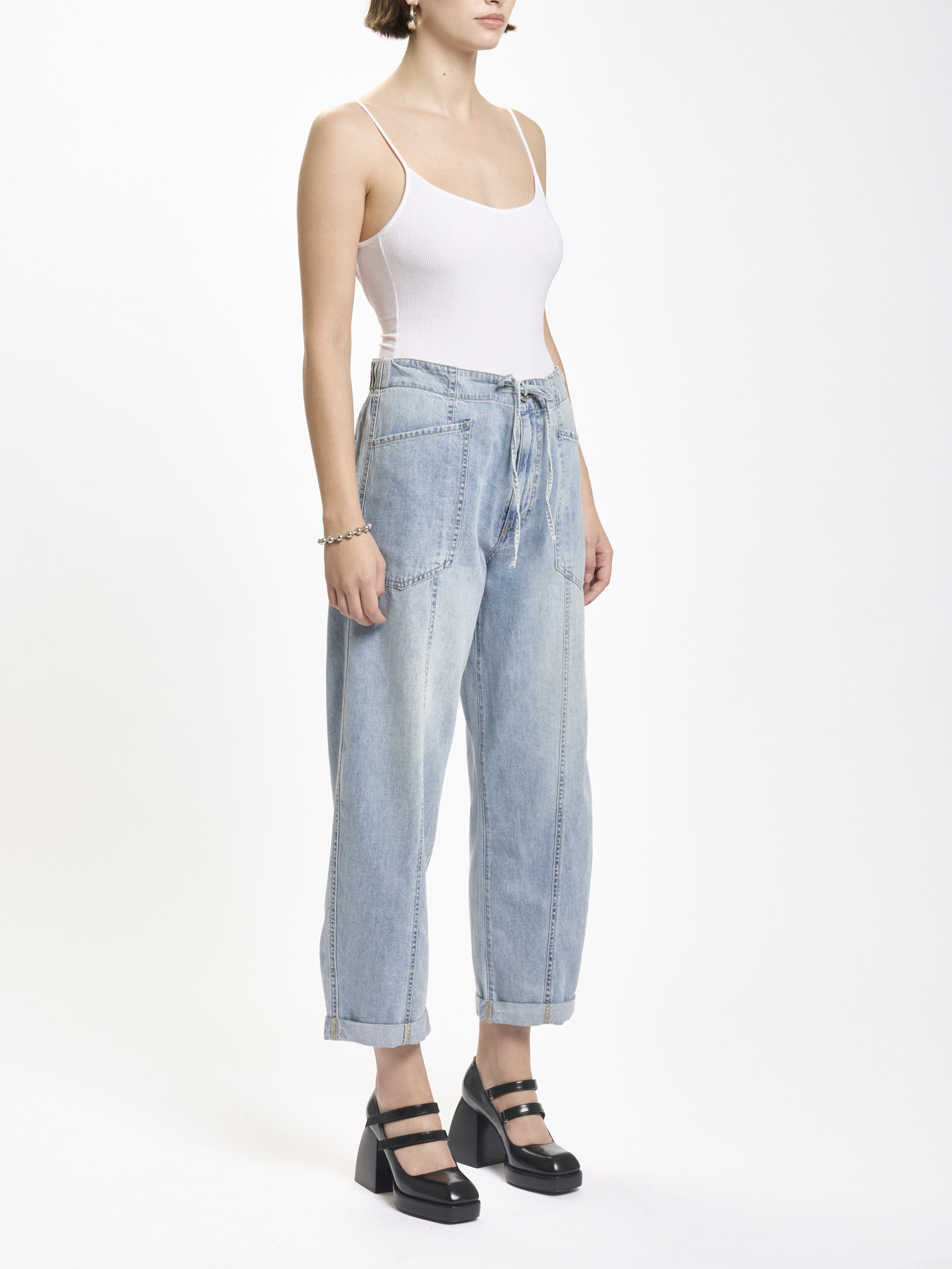 Villa Drawstring Barrel Jean