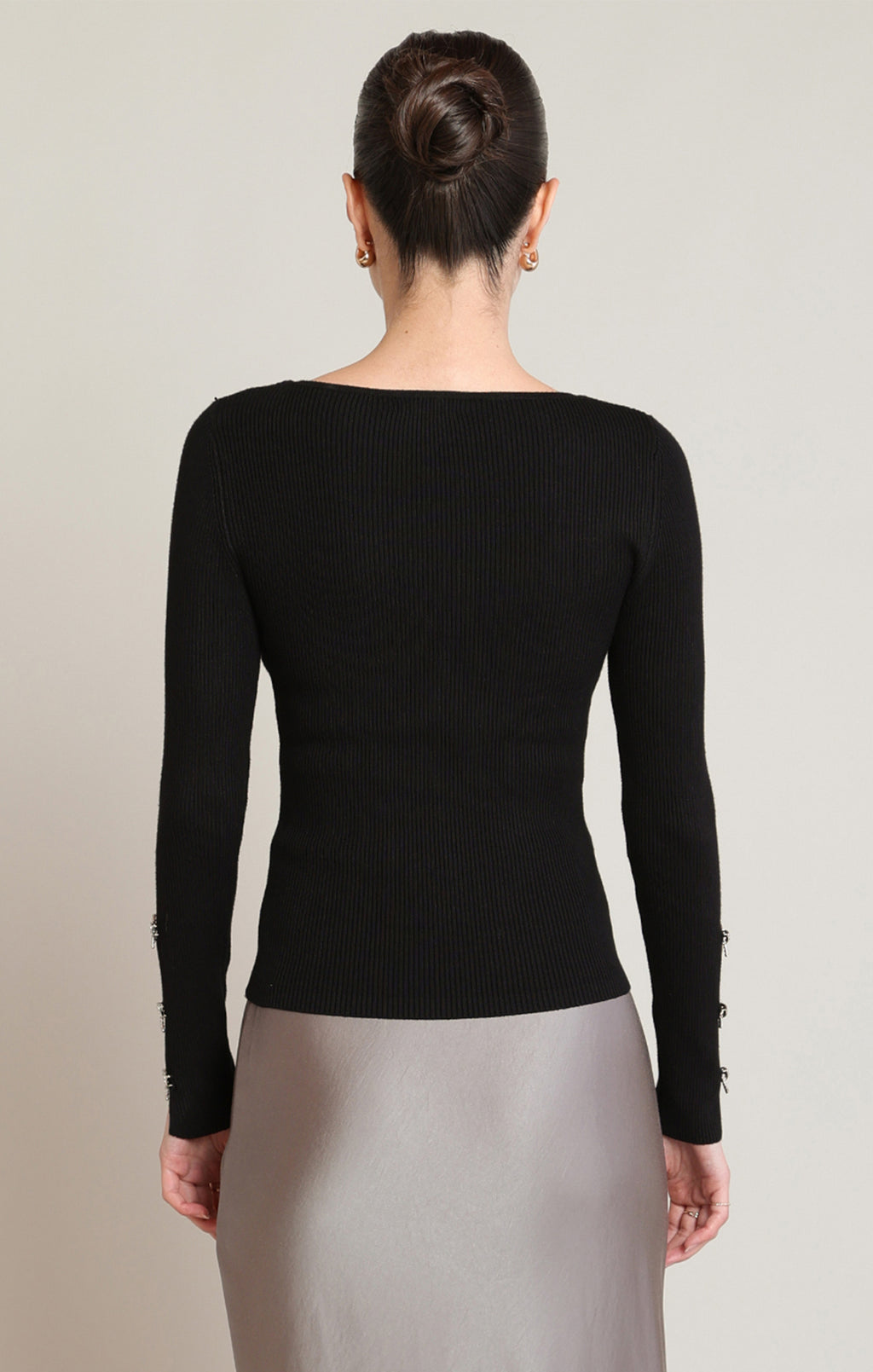 Rhinestone Bow Detail Sweater
