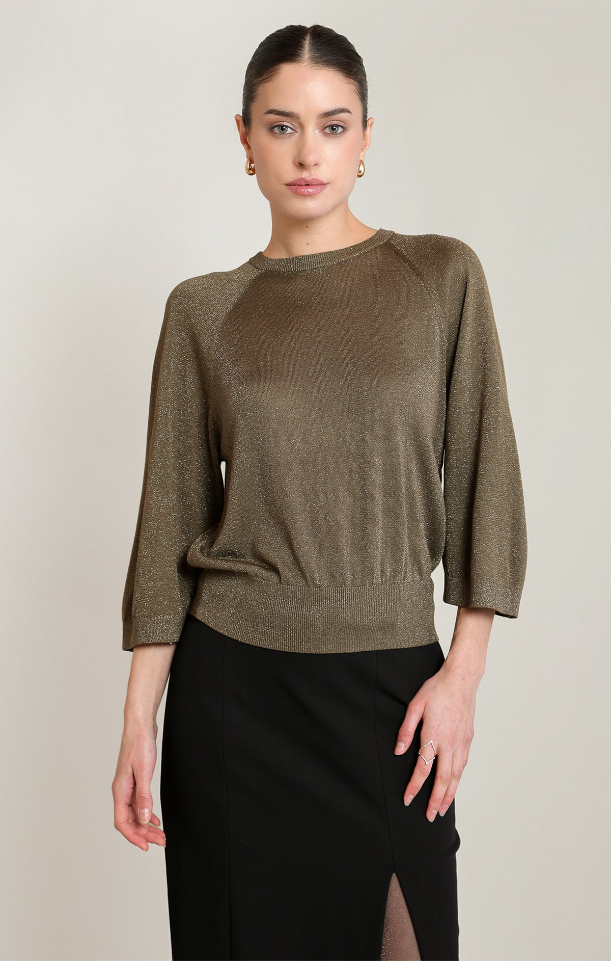 Glitter Lightweight 3/4 Sleeve Sweater