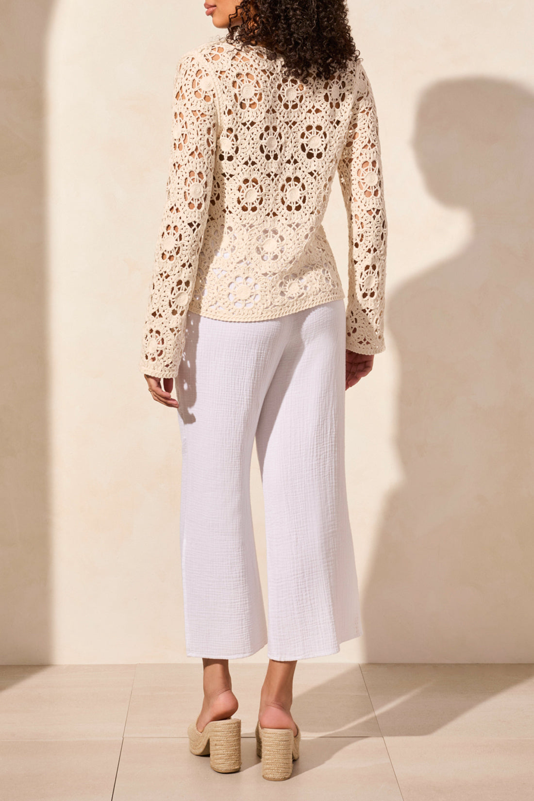 Crochet V-Neck Bell Sleeve Top