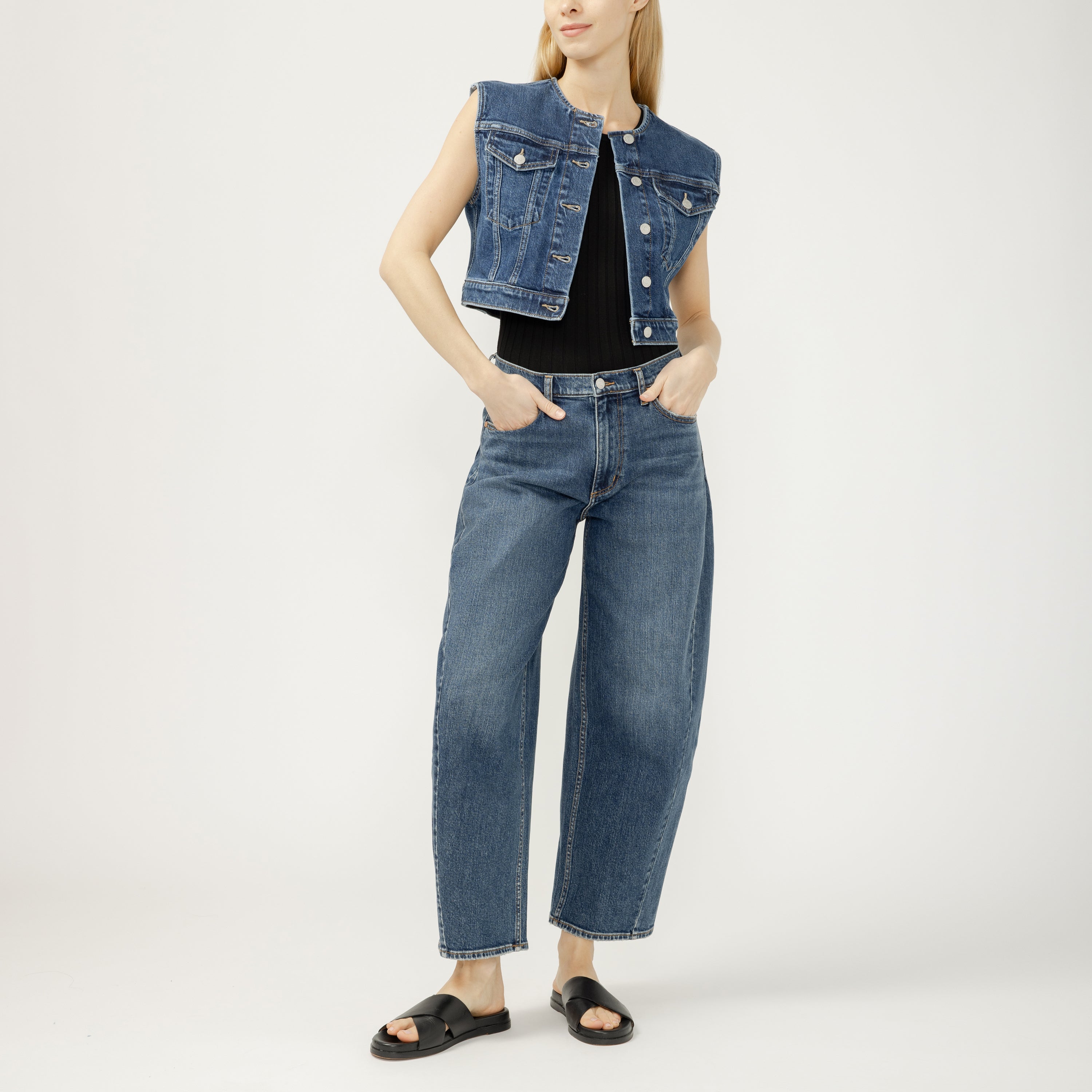 Cropped Denim Vest