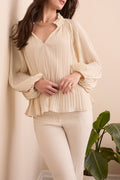 Long Sleeve Blouse with Ruffle Collar