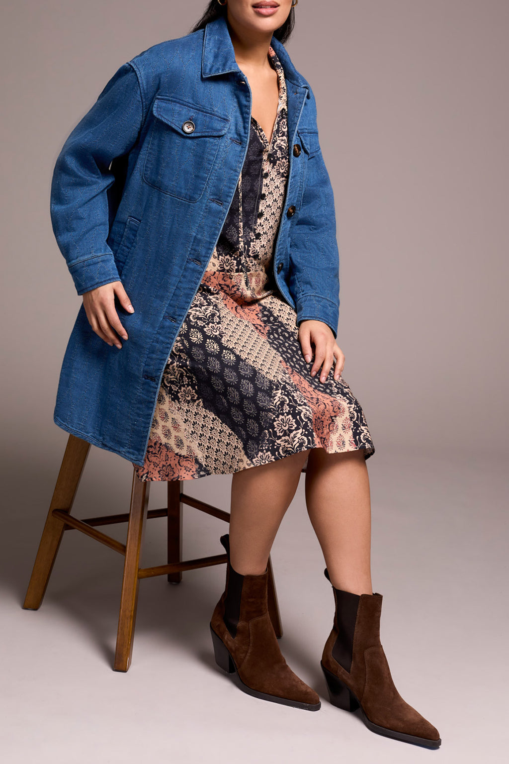 Long Button Front Quilted Jacket
